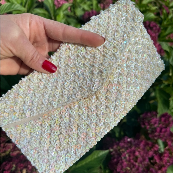 Vintage silk and Italian beads. Envelope clutch - Picture 4 of 11